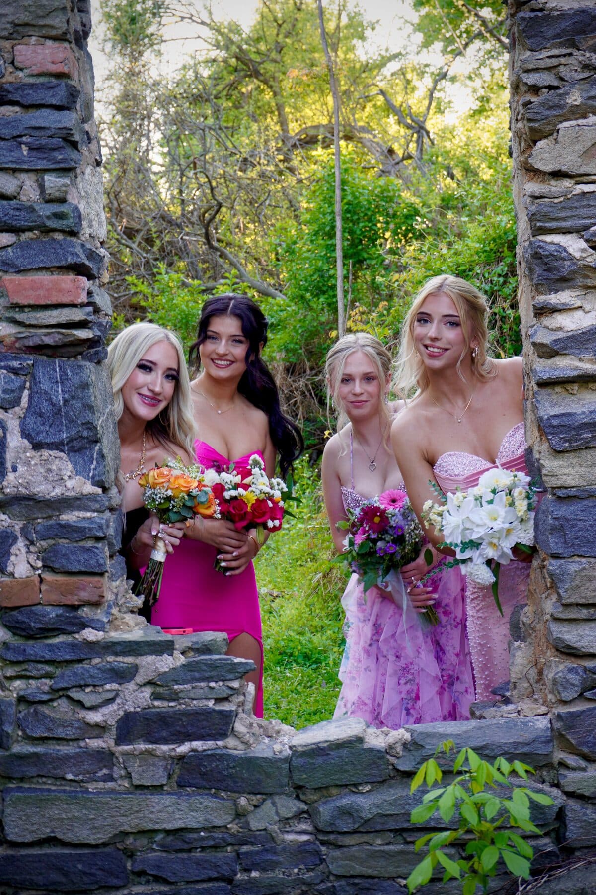 A group of friends among stone ruins